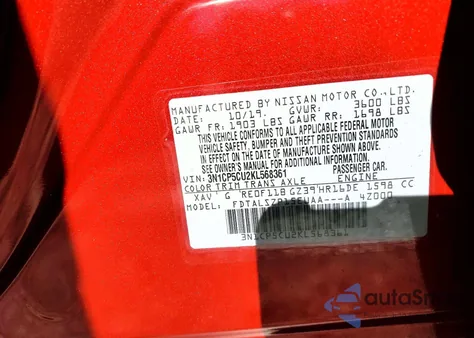 2019 Nissan Kicks S z USA, uszkodzony, nr VIN 3N1CP5CU2KL568361